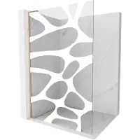 Mexen Kioto L douchewand Walk-in 90 x 200 , witte golf, geborsteld koper - 800-090-103-65-97