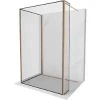 Mexen Kioto douchewand Walk-in 100 x 100 x 40 , zwart frame, geborsteld koper - 800-100-100-221-65-70-040