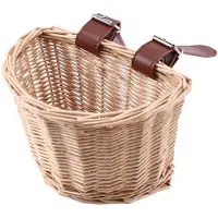 Tlily Vintage rotan fietsmanden voor kinderen kinderscootermand, XS (houtkleur)