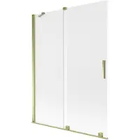Mexen Velar badwand 2-vleugelig schuifbaar 130 x 150 cm, ijsbloem, goud - 896-130-000-31-50