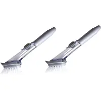 Semoic 2-delige afwasborstel/scrubber keukenscrub met handvat, reinigingsstaaf voor vaat/potten - grijs