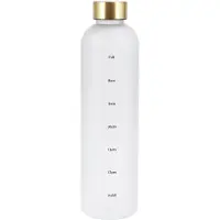 MaxPower Plastic Space Cup - Capaciteit: helder matte waterbeker, koperen deksel, waterfles met tijdmarkering, 1000 ml,