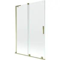 Mexen Velar L badwand 2-delig schuifbaar 120 x 150 , transparant, goud - 896-120-003-01-50
