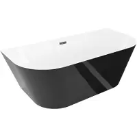 Mexen Oval Slim vrijstaande halfvrijstaande badkuip 170 x 80 , wit/zwart, zwarte overloop - 526817-70 - MEX--52661708075-70