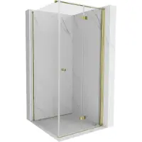 Mexen Mist-F opvouwbare douchecabine rechts 90 x 90 , transparant, goud - 8A6T-090-090-50-00-P