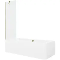 Mexen Cube rechthoekig bad 180 x 80 met ombouw en 1-delige paravent 60 , transparant, goud - 550518080X9506000050