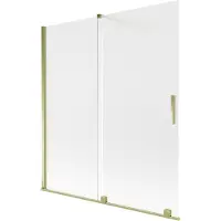 Mexen Velar badwand 2-delig schuifbaar 150 x 150 cm, ijs, goud - 896-150-000-31-50