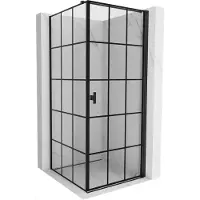 Mexen Mist-B draaideur douchecabine rechts 90 x 90 , zwart rooster, zwart - 8A2T-090-090-70-77-P