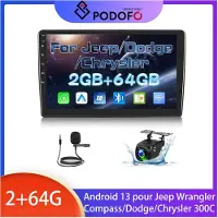 Podofo Autoradio Android 10,1" - - Android 13 (MT8163) - 2Go/64Go - Draadloze CarPlay - AHD-camera 720P