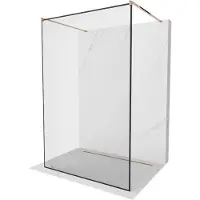 Mexen Kioto vrijstaande douchewand 160 x 200 , zwart frame 8 mm, roze goud - 800-160-002-60-70
