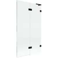 Mexen Lunar L badwand 2-delig rechts 100 x 150 , transparant, zwart - 897L-100-100-70-00-P