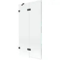 Mexen Lunar badwand 2-delig links 90 x 150 , transparant, geborsteld pistoolgrijs - 897-090-100-66-00-L