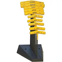Bondhus 13190 Set van 10 Balldriver en Hex T-grepen met standaard, maten 3/32-3/8-Inch