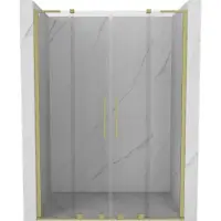 Mexen Velar L Duo schuifdeuren voor douche 160 , transparant, geborsteld goud - 871-160-003-02-55