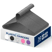 SereneLife Kleerhanger - Plastic Hangers - Antislip Ruimtebesparende Kledinghangers - 30 Stuks - Duurzaam en Sterk voor Hemden, Truien, Hoodies, Kinderkleding en Jurken - Lichtgewicht - Grijs