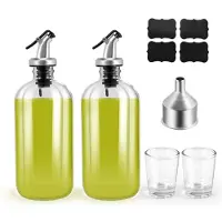 Typecat Mondwaterdispenser van 16 oz van glas met schenktuit, trechter en etiketten, herbruikbare flessencontainer