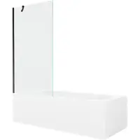 Mexen Vega rechthoekig bad 160 x 70 met ombouw en 1-delige schermwand 90 , transparant, zwart - 550116070X9509000070