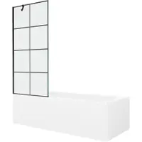 Mexen Vega rechthoekig bad van 170 x 70 met ombouw en 1-delige scherm van 80 , zwart patroon - 550117077X9508007077