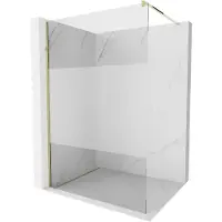 Mexen Kioto douchewand Walk-in 130 x 200 , transparant/frost 8 mm, goud - 800-130-101-50-35