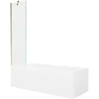Mexen Cubik rechthoekig bad 160 x 70 met ombouw en 1-vlaks scherm 50 , transparant, goud - 550316070X9505000050