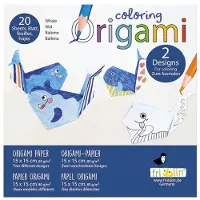 Fridolin Origami Kit - - Walvis - 20 Vellen - 15x15 cm - Om in te kleuren voor kinderen