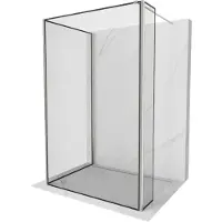Mexen Kioto douchewand Walk-in 130 x 80 x 40 , zwart frame, geborsteld nikkel - 800-130-080-221-97-70-040
