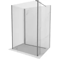 Mexen Kioto douchewand Walk-in 140 x 70 x 40 , transparant, geweervuurgrijs geborsteld - 800-140-070-221-66-00-040