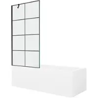 Mexen Cubik rechthoekig bad 170 x 70 met ombouw en 1-delige douchewand 90 , zwart patroon - 550317070X9509007077