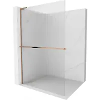 Mexen Kioto+ L douchewand met plank Walk-in 110 x 200 , gestreept, roségoud - 800-110-123-60-09