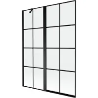 Mexen Mist badwand 2-delig links 130 x 150 , zwart raster, zwart - 8A9-130-011-70-77-L
