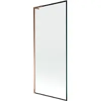 Mexen Next L badwand 1-vleugelig 80 x 150 , zwart frame, roze goud - 895-080-000-03-70-60