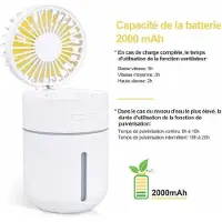 MaxPower 400 ml mini-luchtbevochtiger met ventilator, draagbare ventilator met USB-oplaadfunctie, ventilator