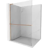 Mexen Kioto+ L douchescherm met plank Walk-in 120 x 200 , transparant, geborsteld koper - 800-120-123-65-00