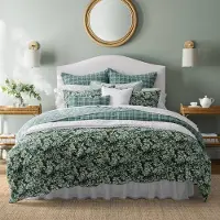 Laura Ashley - Queen Duvet Cover Set, Reversible Cotton Bedding, Includes Matching Sham(s) & Bonus Euro Sham(s)