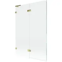 Mexen Lunar L badwand 2-delig links 120 x 150 , transparant, goud - 897L-120-100-50-00-L
