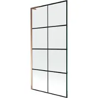 Mexen Next L badwand 1-vleugelig 90 x 150 , zwart raster, roze goud - 895-090-000-03-77-60