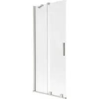 Mexen Velar badwand-omheining 2-delig schuifbaar 80 x 150 cm, ijsbloem, geborsteld nikkel - 896-080-000-31-97