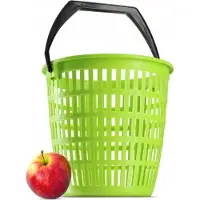 Kadax Ronde container met handvat, robuuste wasverzamelaar, 12 liter, vuilwasmand, wasbox van kunststof, opbergmand met gatenpatroon (12 l, groen)