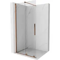 Mexen Velar schuifbare Walk-in douchewand 75 x 200 , transparant 8 mm, roze goud - 871-075-000-03-60