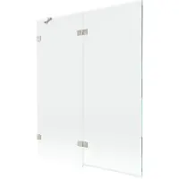 Mexen Lunar badwand 2-delige links 140 x 150 , transparant, geborsteld nikkel - 897-140-100-97-00-L