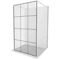 Mexen Kioto vrijstaande douchewand 110 x 200 , zwart raster 8 mm, geborsteld nikkel - 800-110-002-97-77