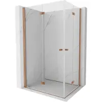 Mexen Mist-F Duo vouwbare douchecabine links 95 x 80 , transparant, geborsteld koper - 8A6-095L-080P-65-00