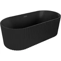 Mexen Paola vrijstaande gegroefde badkuip 170 x 80 , matzwart, zwarte overloop - 52721708071-70