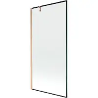 Mexen Next badwand scherm 1-deurs 90 x 150 , zwart frame, geborsteld koper - 895-090-000-00-70-65