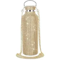 Tlily Glinsterende strass waterfles crossbody bling thermische fles 600ml D