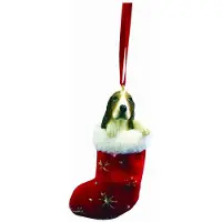 ANIMAUX Kerstsokversiering in de vorm van een Basset Hound met "Santa's Little Pals" handgeschilderd en gestikt detail
