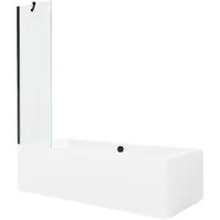 Mexen Cube rechthoekig bad 170 x 80 met omkasting en 1-vleugelig scherm 50 , transparant, zwart - 550517080X9505000070