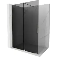 Mexen Velar schuifbare walkthrough-douchewand 130 x 200 , grafiet 8 mm, geborsteld nikkel - 871-130-000-43-97