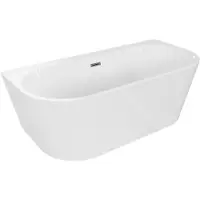 Mexen Oval+ vrijstaande schuin tegen de muur badkuip 170 x 80 , wit, overloop gun metal - 52681708000-95