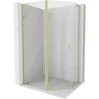 Mexen Mist L pentagonale asyetrische draaide douchecabine 100x80 , transparant, geborsteld goud - 8A8L-100-080-55-00